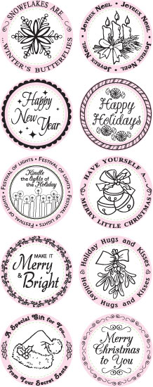 Merry Little Christmas Borders & Centers Round 1-5/8”